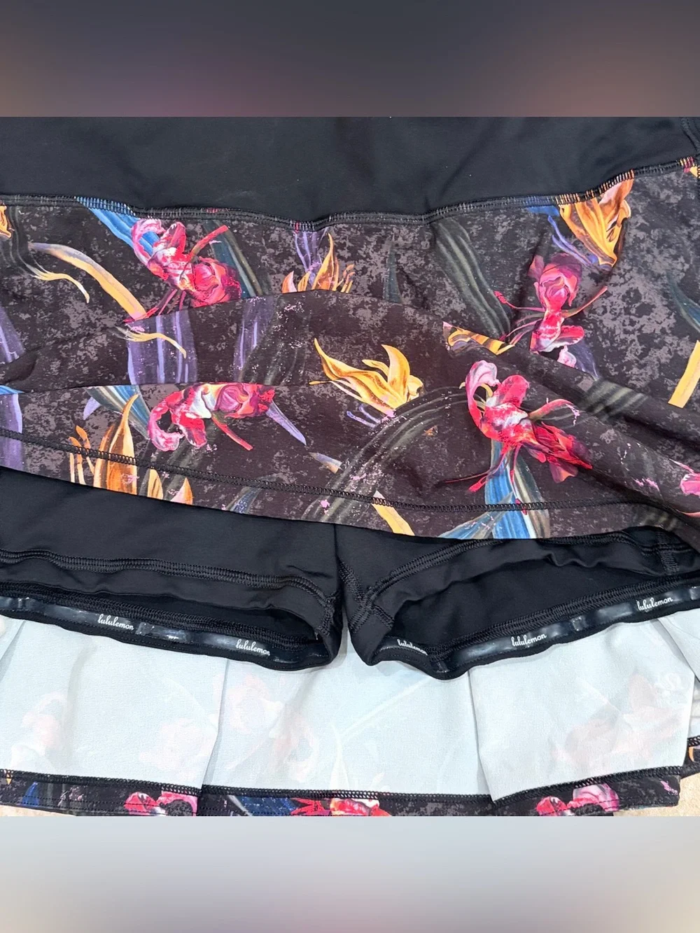Lululemon Pace Rival Mid-Rise Long Skirt Veiled Floral Black Multi Size 8 Golf